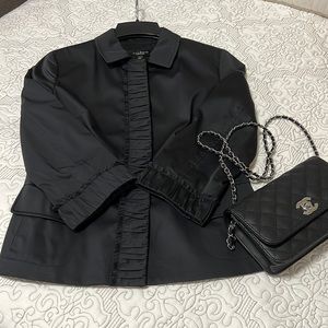 Talbots black ruffle front jacket